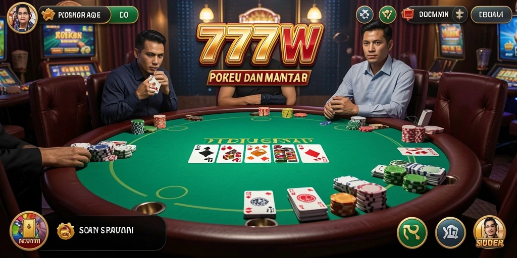 Tangkapan layar <strong>7777W</strong> yang menunjukkan keseruan permainan poker online.