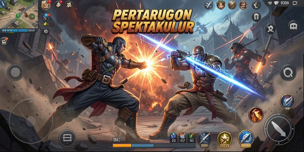 Screenshot dari gameplay 9399 yang intens dan mengasyikkan.