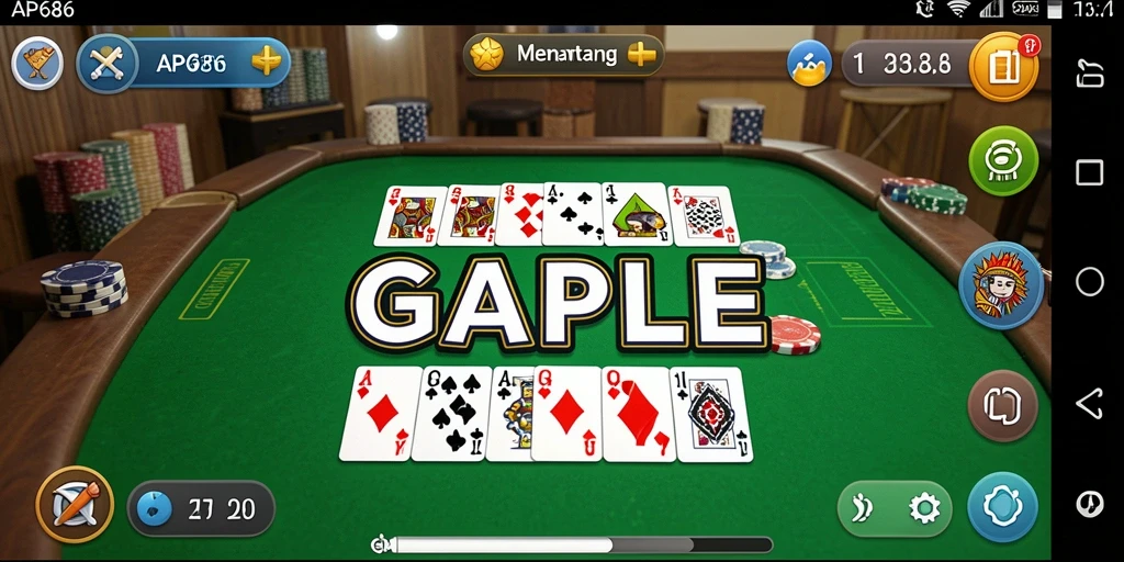 Tangkapan layar gameplay AP686 menampilkan permainan Gaple yang seru.