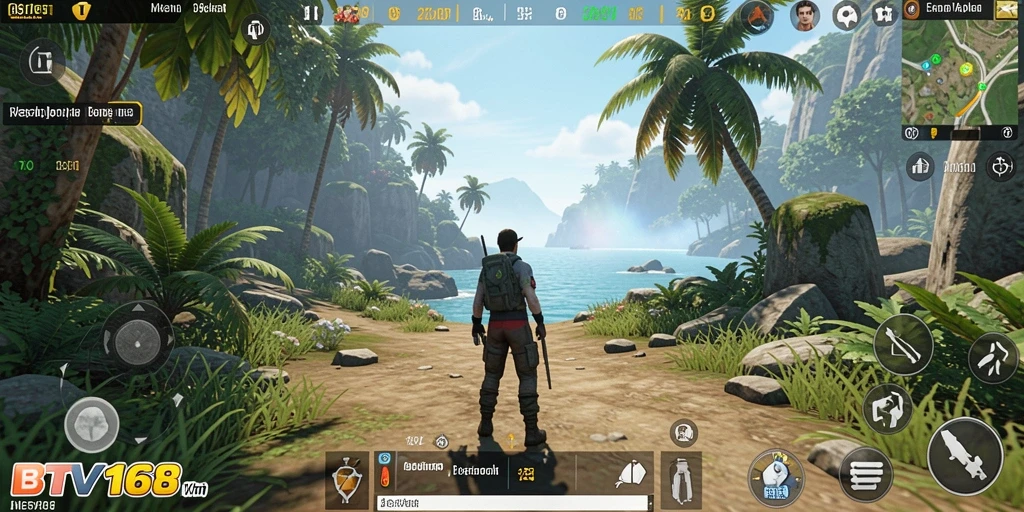 Screenshot gameplay BTV168 yang menunjukkan eksplorasi dunia terbuka.