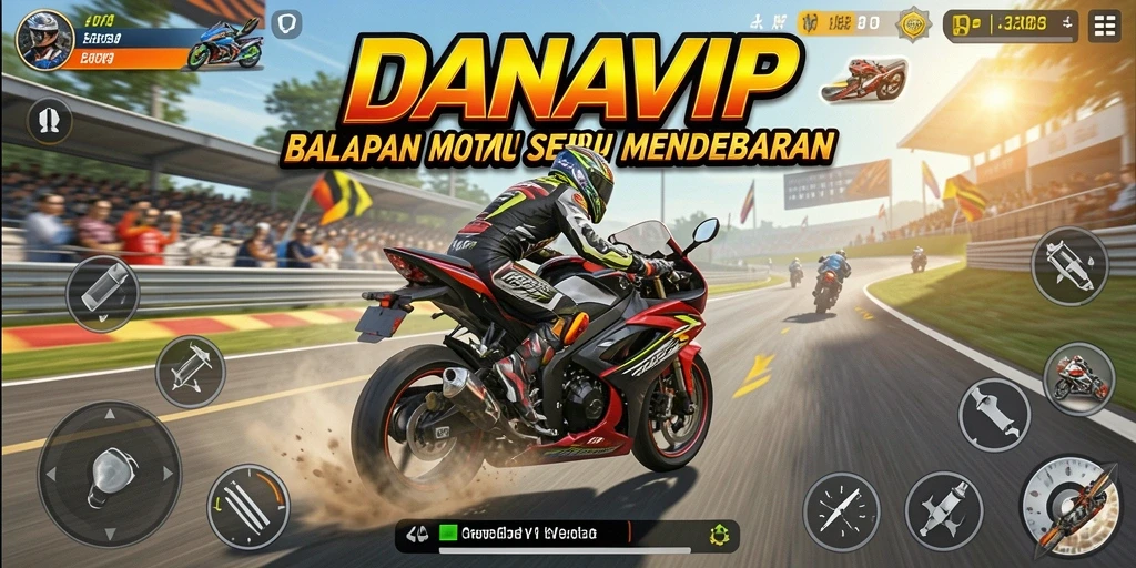 Tampilan seru gameplay balapan motor yang mendebarkan dan penuh aksi.