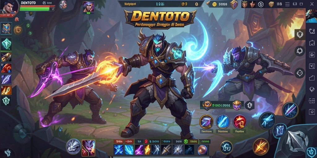 Tampilan gameplay DENTOTO yang penuh aksi MOBA.