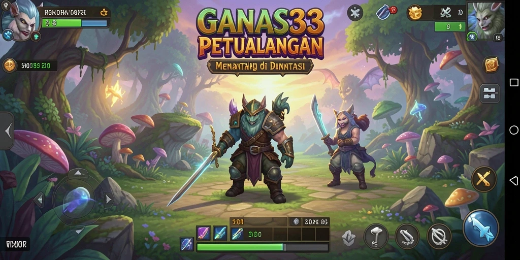 Tangkapan layar utama GANAS33 menampilkan aksi petualangan yang seru.