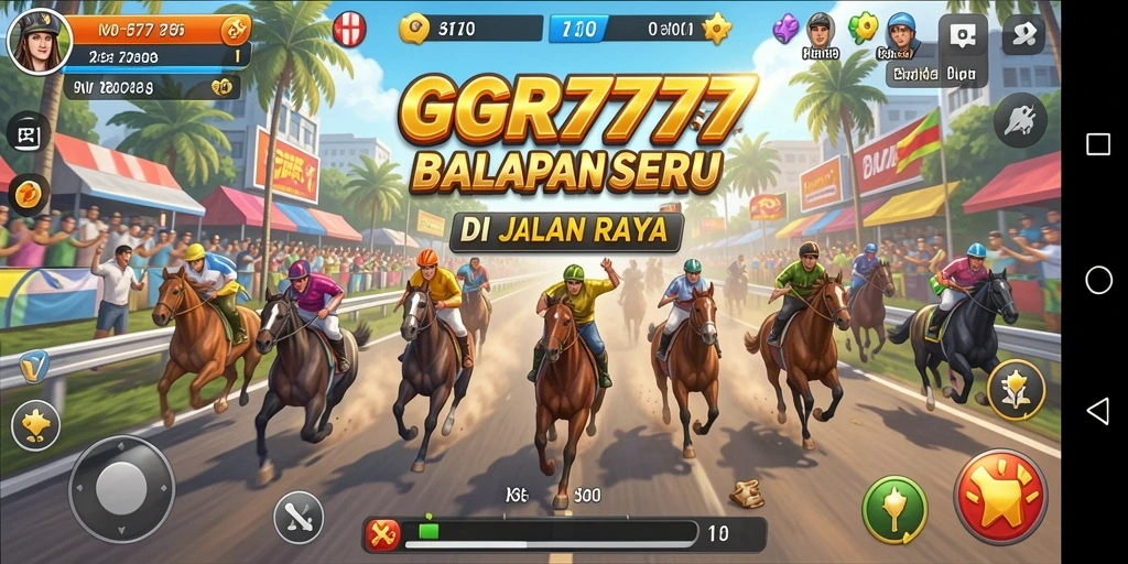 Gameplay GGR7777 yang seru dan mendebarkan saat balapan.
