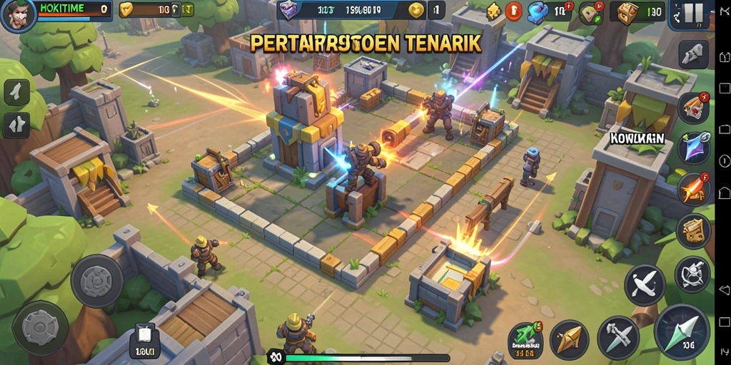 Tangkapan layar HOKITIME menampilkan aksi menegangkan dalam gameplay Tower Defense.