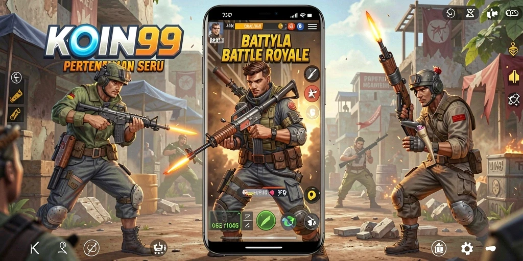 Gambaran gameplay menegangkan dalam KOIN99 Battle Royale.