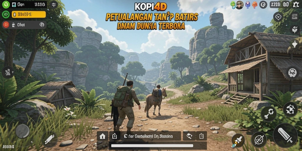 Screenshot menampilkan aksi petualangan seru di dunia terbuka KOPI4D.