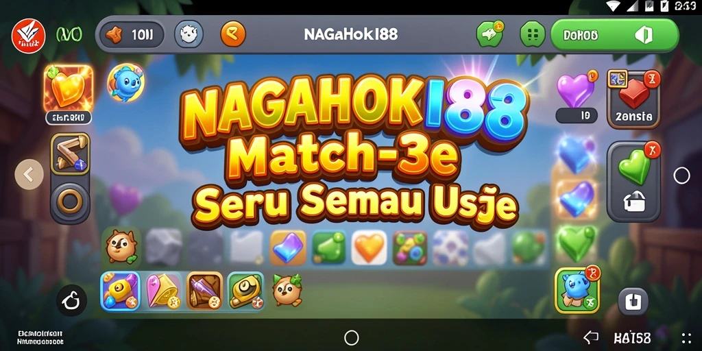 Tampilan gameplay seru dalam NAGAHOKI88 dengan elemen Match-3.