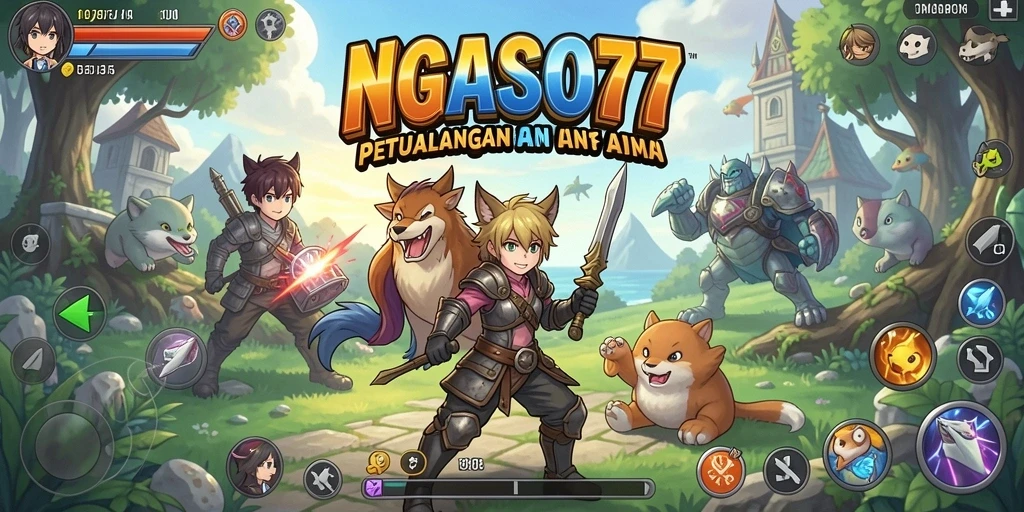 Tampilan gameplay NGASO77 yang mengasyikkan dengan karakter anime.