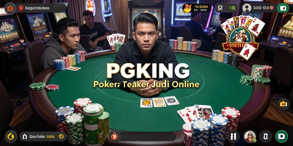 Tangkapan layar PGKING menampilkan aksi seru permainan Poker dengan pemain aktif.