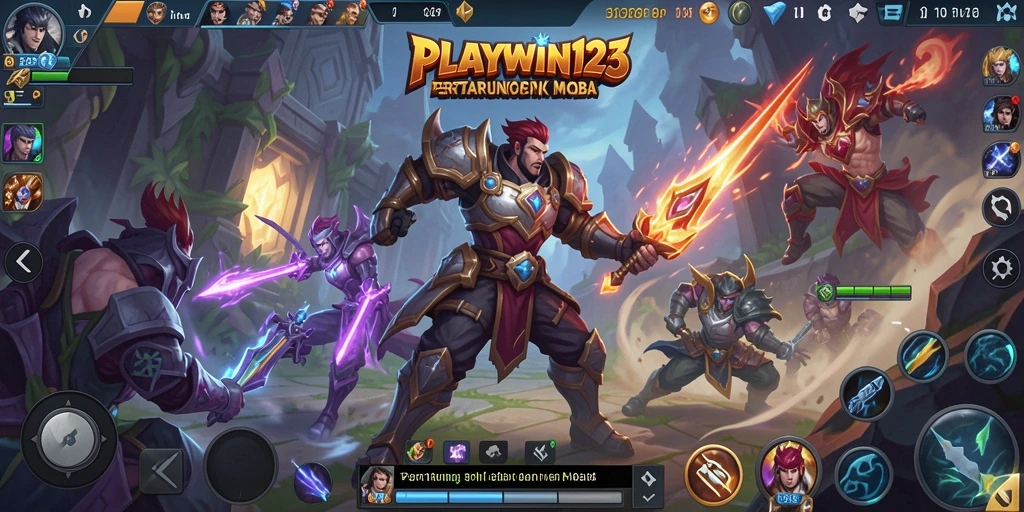 Tampilan gameplay menarik dari PLAYWIN123 dalam arena MOBA.