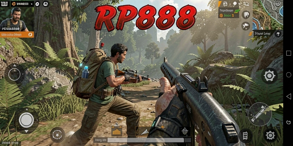 Screenshot menunjukkan pemain menjelajahi dunia luas RP888.