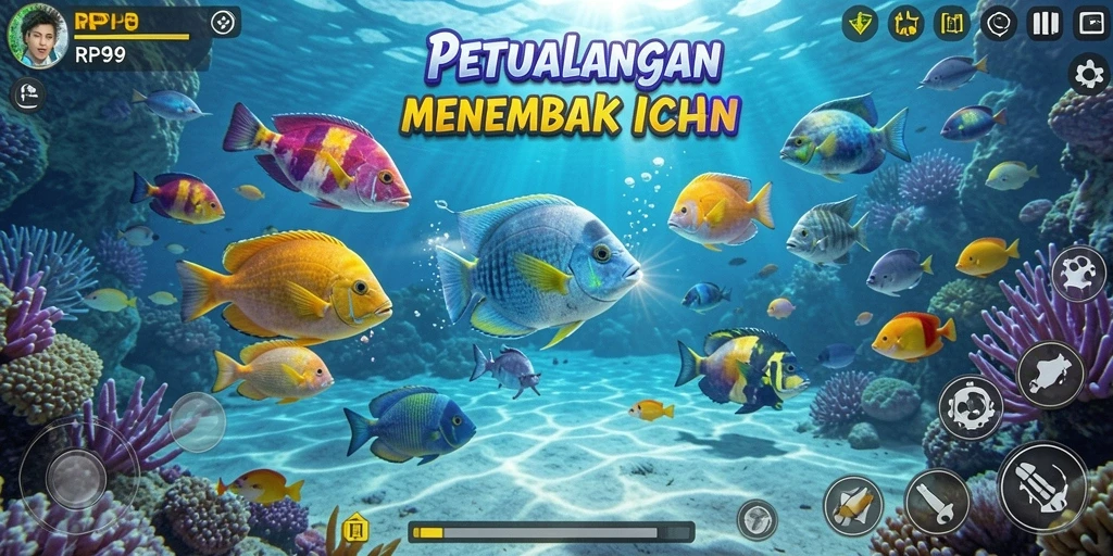 Tangkapan layar menunjukkan serunya menangkap ikan di RP99.