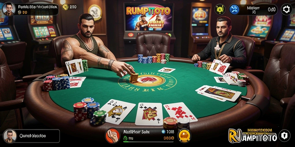 Tampilan gameplay seru dalam permainan Poker RUMPITOTO.